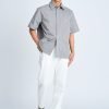 Oversized Metallic Button Shirt -Metallic Grey