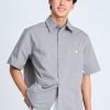 Oversized Metallic Button Shirt -Metallic Grey
