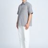 Oversized Metallic Button Shirt -Metallic Grey
