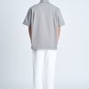 Oversized Metallic Button Shirt -Metallic Grey