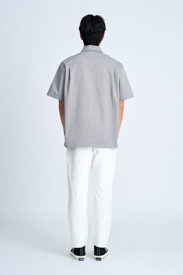 Oversized Metallic Button Shirt -Metallic Grey