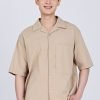 Worker's Pocket Cuban Collar Shirt - Khaki