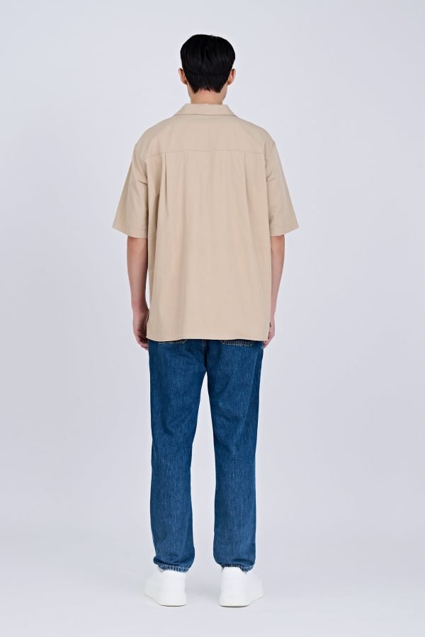Worker's Pocket Cuban Collar Shirt - Khaki