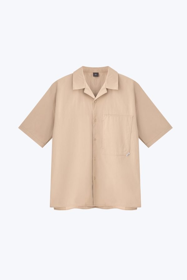 Worker's Pocket Cuban Collar Shirt - Khaki