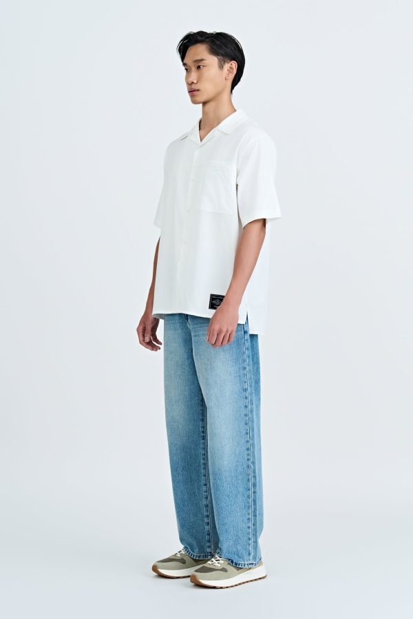 Single Pocket Snap Button Shirt - Cream