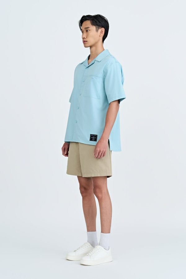 Single Pocket Snap Button Shirt - Dusty Blue
