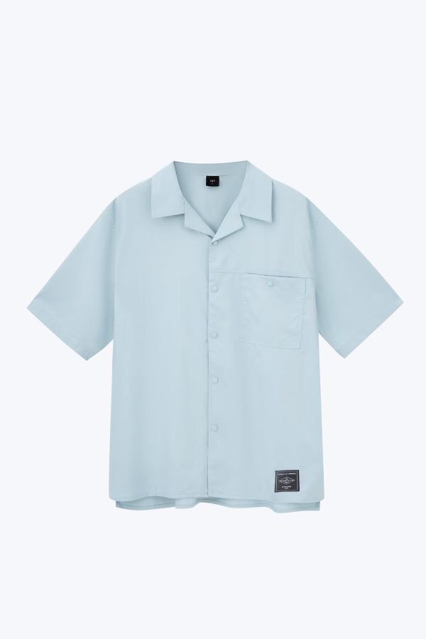 Single Pocket Snap Button Shirt - Dusty Blue