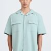 Relaxed-Fit Flapped Pocket Cuban Collar Top - Mint
