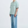Relaxed-Fit Flapped Pocket Cuban Collar Top - Mint