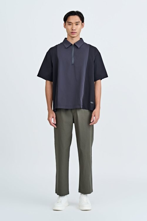 Panel Zip Placket Shirt - Black