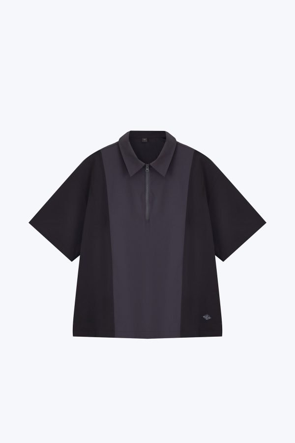 Panel Zip Placket Shirt - Black