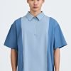 Panel Zip Placket Shirt - Steel Blue