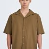 Open Collar Top - Coffee