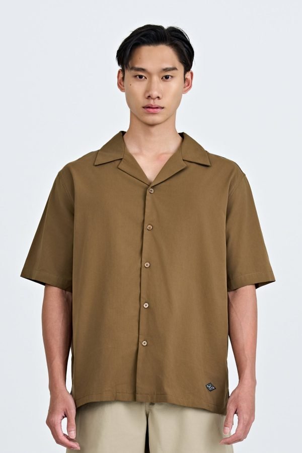 Open Collar Top - Coffee