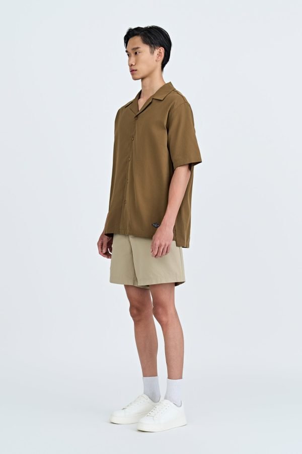 Open Collar Top - Coffee