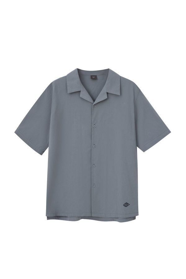 MB900463Y_ELEPHANT_GREY Open Collar Top - Elephant Grey