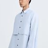 Oversized Striped Double Pocket Shirt - Stripes Blue