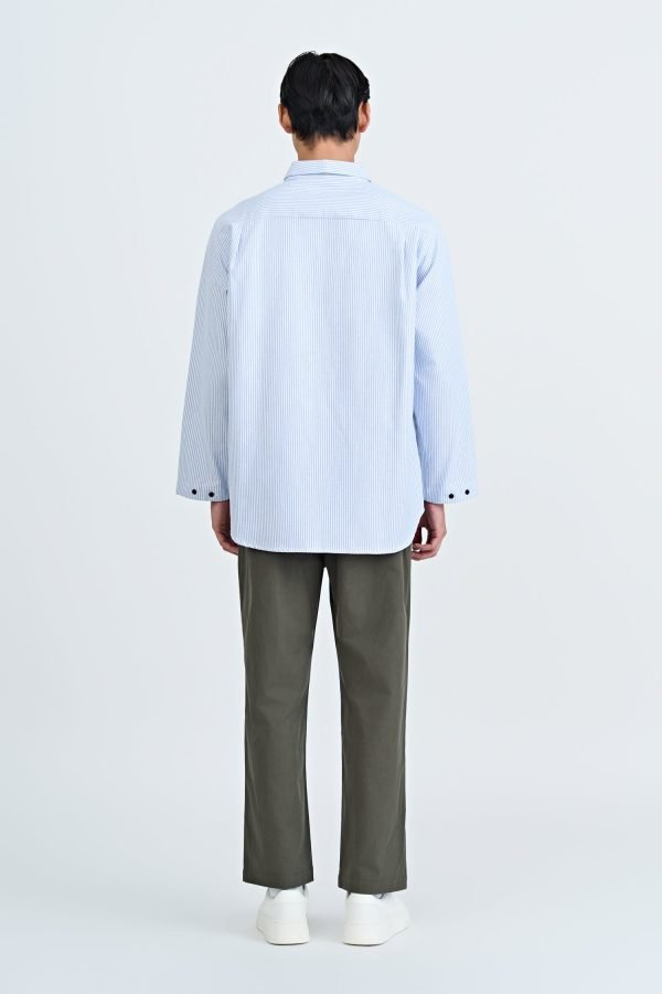 Oversized Striped Double Pocket Shirt - Stripes Blue