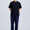 Pleated Wide Pants - Navy