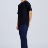 Pleated Wide Pants - Navy