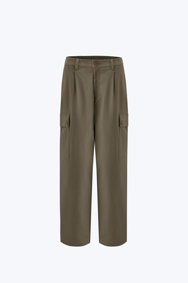 Slim Fit Cargo Trousers - Olive Grey