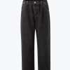 Denim Elasticated Waist Wide Leg Trousers - Black