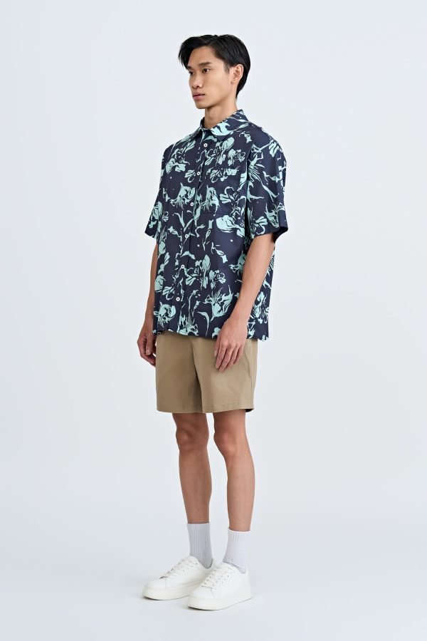 Drawstring Straight Cut Bermudas - Dark Khaki