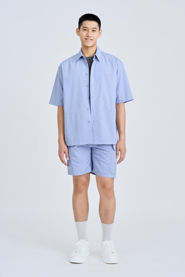 Elasticated Utility Cargo Bermudas - Deep Periwinkle