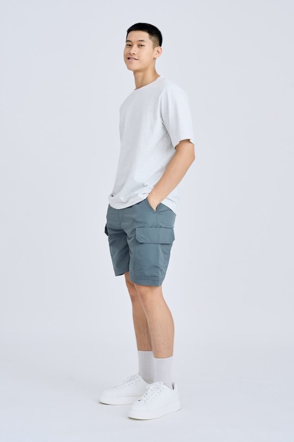 Elasticated Utility Cargo Bermudas - Gray Green