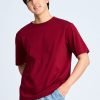 (A) Essential Crew Neck Tee - Maroon Red