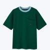 (B) Boxy Twill Jersey Contrast Collar Tee - Grass Green