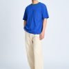 (B) Boxy Twill Jersey Contrast Collar Tee - Peacock Blue