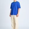 (B) Boxy Twill Jersey Contrast Collar Tee - Peacock Blue
