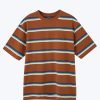 (B) Boxy-fit Multi-colour Stripes Tee - Stripes Brown