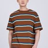 (B) Boxy-fit Multi-colour Stripes Tee - Stripes Brown