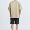 Denim Oversized Patch Pocket Tee - Khaki