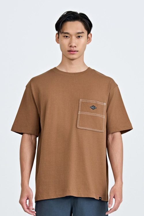 Utility Contrast Pocket Stitch Tee - Coffee