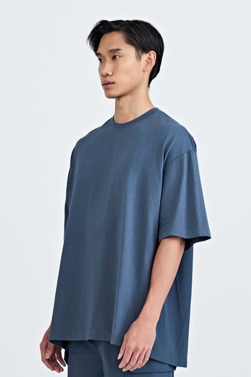 Dual Fabric Oversized Tee - Dark Grey