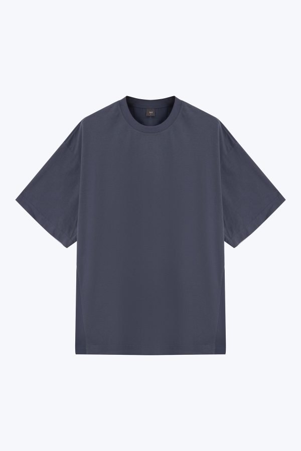 Dual Fabric Oversized Tee - Dark Grey