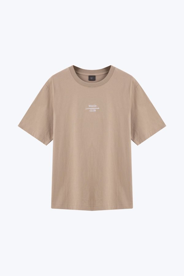 (A) Jersey "Beach Club" Embroidery Tee - Taupe