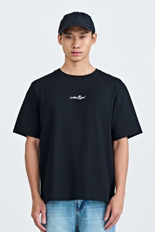 (A) Jersey "Cocktail Anytime" Embroidery Tee - Black