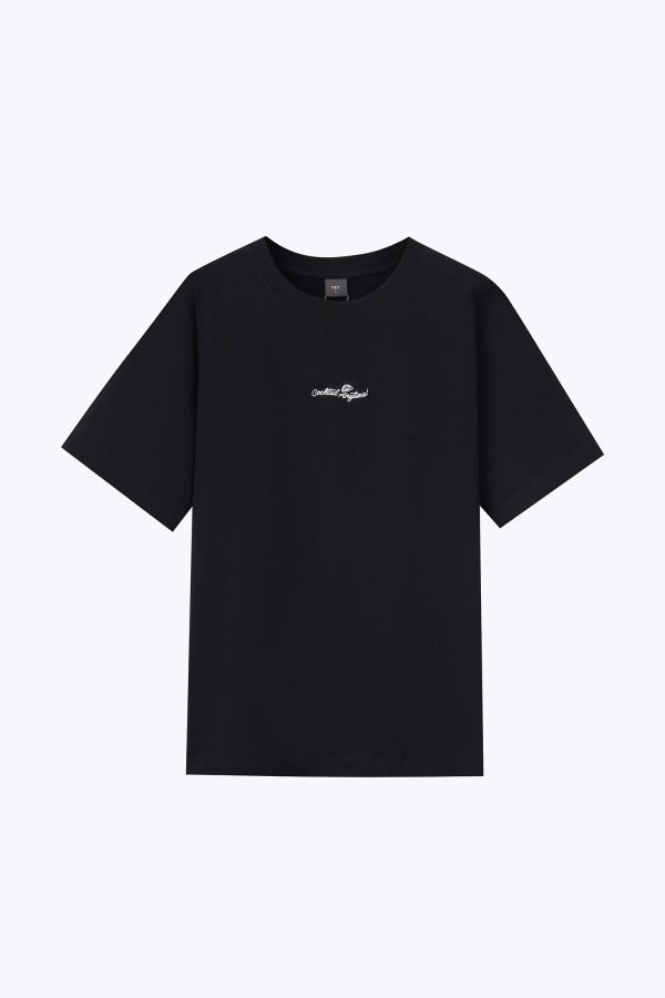 (A) Jersey "Cocktail Anytime" Embroidery Tee - Black