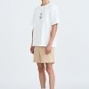 (A) Jersey "Vacay Mode" Embroidery Tee - Cream