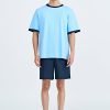 (A) Relaxed Fit Tee With Vacay Label - Sky Blue