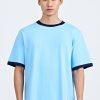 (A) Relaxed Fit Tee With Vacay Label - Sky Blue