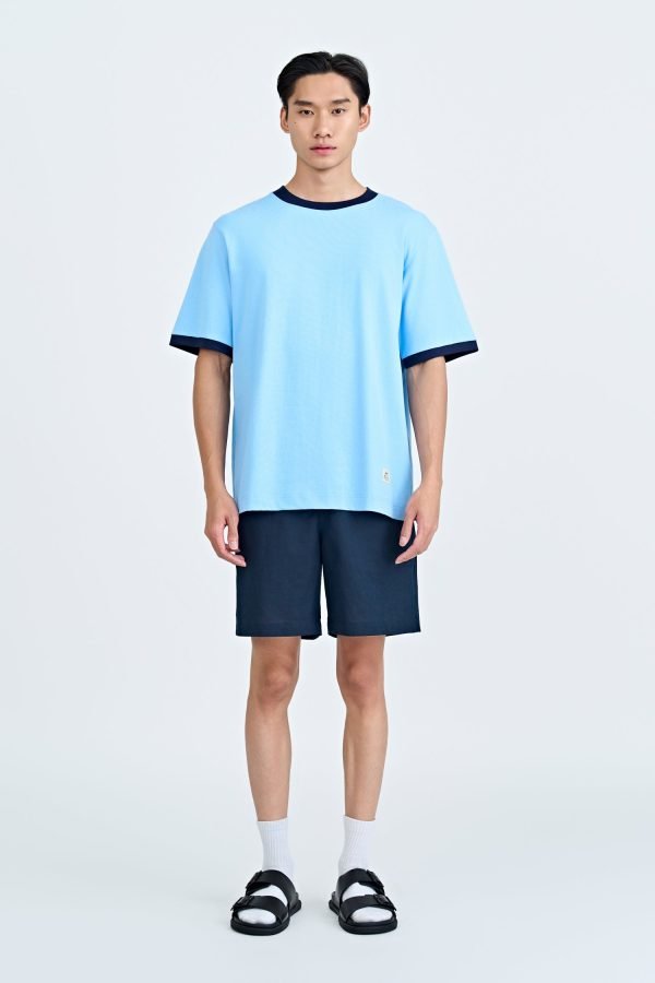 (A) Relaxed Fit Tee With Vacay Label - Sky Blue
