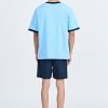 (A) Relaxed Fit Tee With Vacay Label - Sky Blue