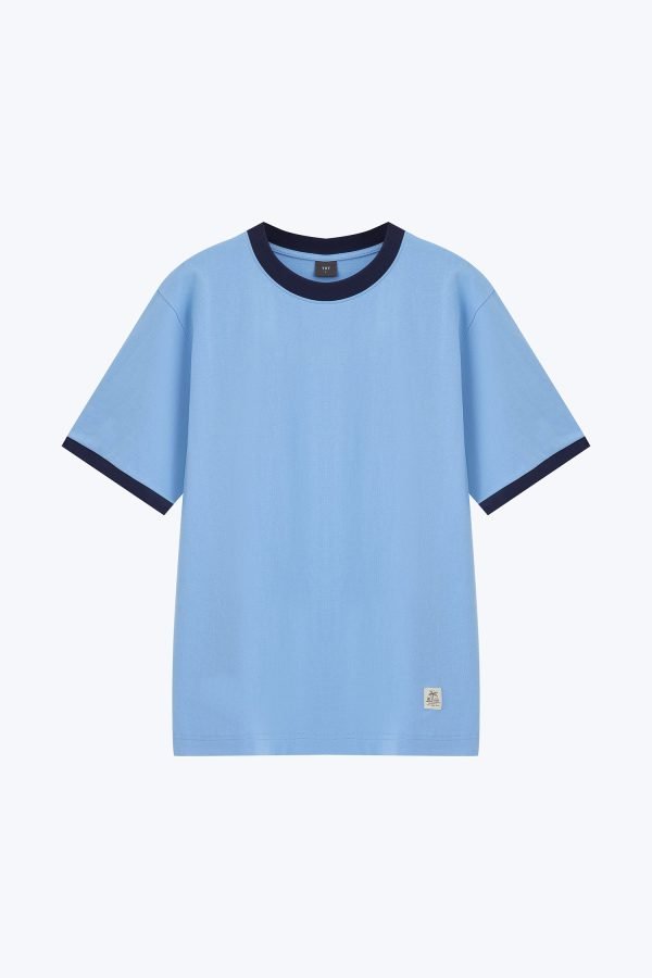 (A) Relaxed Fit Tee With Vacay Label - Sky Blue