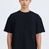 (C) Oversized Waffle Jersey Tee - Black