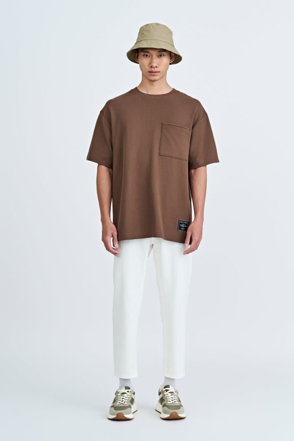 (C) Oversized Waffle Jersey Tee - Coffee